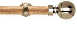 Neo 28mm Oak Wood Eyelet Pole, Spun Brass Cup, Ball