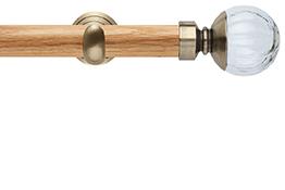 Neo 28mm Oak Wood Eyelet Pole, Spun Brass Cup, Clear Pumpkin Ball