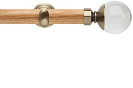 Neo 28mm Oak Wood Eyelet Pole, Spun Brass Cup, Clear Ball