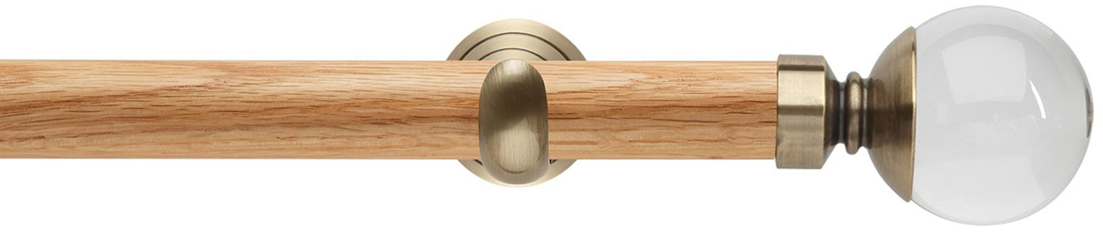Neo 28mm Oak Wood Eyelet Pole, Spun Brass Cup, Clear Ball
