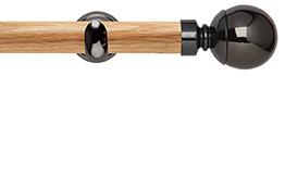 Neo 28mm Oak Wood Eyelet Pole, Black Nickel Cup, Ball