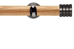Neo 28mm Oak Wood Eyelet Pole, Black Nickel Cup, Stud