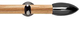 Neo 28mm Oak Wood Eyelet Pole, Black Nickel Cup, Bullet