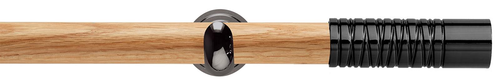 Neo 28mm Oak Wood Eyelet Pole, Black Nickel Cup, Wired Barrel