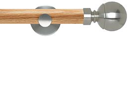 Neo 28mm Oak Wood Eyelet Pole, Stainless Steel, Ball