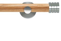 Neo 28mm Oak Wood Eyelet Pole, Stainless Steel, Stud