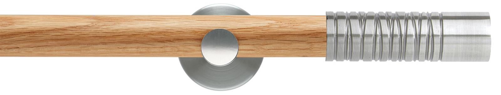 Neo 28mm Oak Wood Eyelet Pole, Stainless Steel, Wired Barrel
