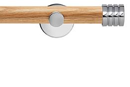 Neo 28mm Oak Wood Eyelet Pole, Chrome, Stud