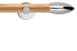 Neo 28mm Oak Wood Eyelet Pole, Chrome, Bullet