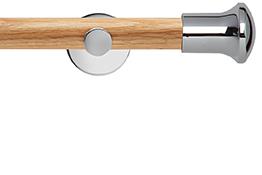 Neo 28mm Oak Wood Eyelet Pole, Chrome, Trumpet