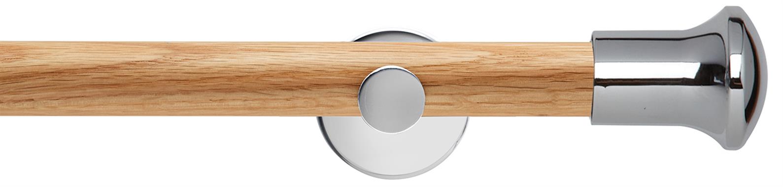 Neo 28mm Oak Wood Eyelet Pole, Chrome, Trumpet
