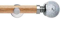 Neo 28mm Oak Wood Eyelet Pole, Chrome, Mosaic Ball