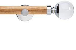 Neo 28mm Oak Wood Eyelet Pole, Chrome, Clear Ball