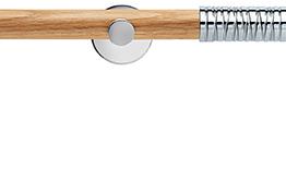 Neo 28mm Oak Wood Eyelet Pole, Chrome, Wired Barrel