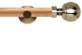 Neo 28mm Oak Wood Eyelet Pole, Spun Brass, Ball