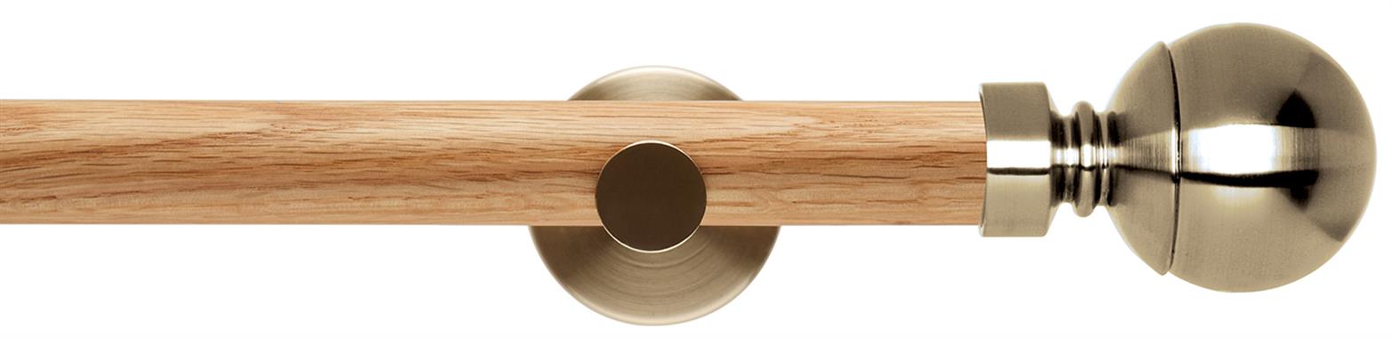 Neo 28mm Oak Wood Eyelet Pole, Spun Brass, Ball
