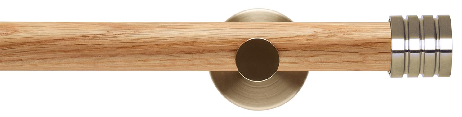 Neo 28mm Oak Wood Eyelet Pole, Spun Brass, Stud