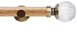Neo 28mm Oak Wood Eyelet Pole, Spun Brass, Clear Pumpkin Ball