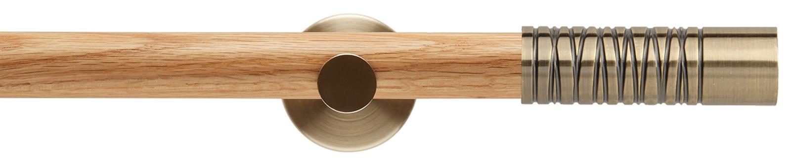 Neo 28mm Oak Wood Eyelet Pole, Spun Brass, Wired Barrel