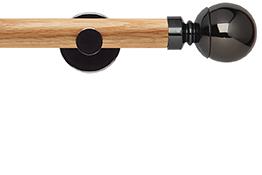 Neo 28mm Oak Wood Eyelet Pole, Black Nickel, Ball