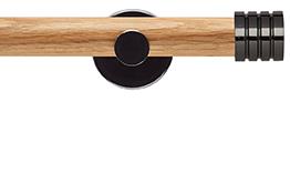 Neo 28mm Oak Wood Eyelet Pole, Black Nickel, Stud