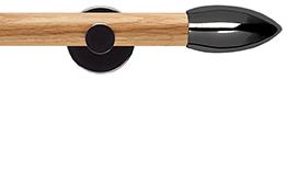 Neo 28mm Oak Wood Eyelet Pole, Black Nickel, Bullet