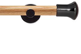 Neo 28mm Oak Wood Eyelet Pole, Black Nickel, Trumpet