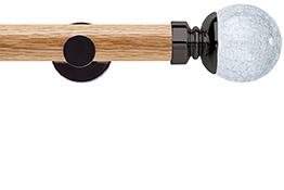 Neo 28mm Oak Wood Eyelet Pole, Black Nickel, Crackled Glass Ball