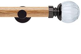 Neo 28mm Oak Wood Eyelet Pole, Black Nickel, Clear Pumpkin Ball