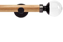 Neo 28mm Oak Wood Eyelet Pole, Black Nickel, Clear Ball