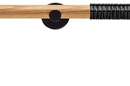 Neo 28mm Oak Wood Eyelet Pole, Black Nickel, Wired Barrel
