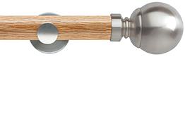 Neo 35mm Oak Wood Eyelet Pole, Stainless Steel, Ball