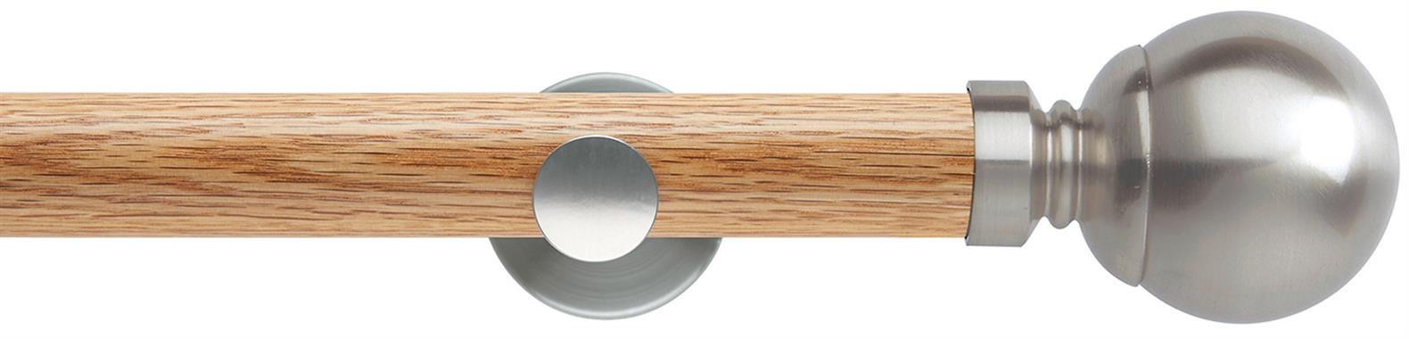 Neo 35mm Oak Wood Eyelet Pole, Stainless Steel, Ball