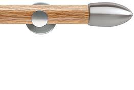 Neo 35mm Oak Wood Eyelet Pole, Stainless Steel, Bullet