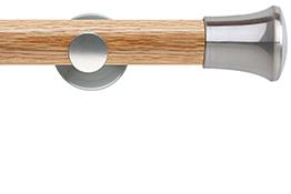 Neo 35mm Oak Wood Eyelet Pole, Stainless Steel, Trumpet