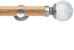 Neo 35mm Oak Wood Eyelet Pole, Stainless Steel, Crackled Glass Ball