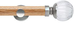 Neo 35mm Oak Wood Eyelet Pole, Stainless Steel, Clear Pumpkin Ball