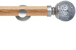 Neo 35mm Oak Wood Eyelet Pole, Stainless Steel, Mosaic Ball