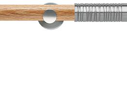 Neo 35mm Oak Wood Eyelet Pole, Stainless Steel, Wired Barrel