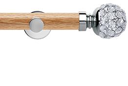Neo 35mm Oak Wood Eyelet Pole, Chrome, Jewelled Ball