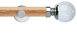 Neo 35mm Oak Wood Eyelet Pole, Chrome, Crackled Glass Ball