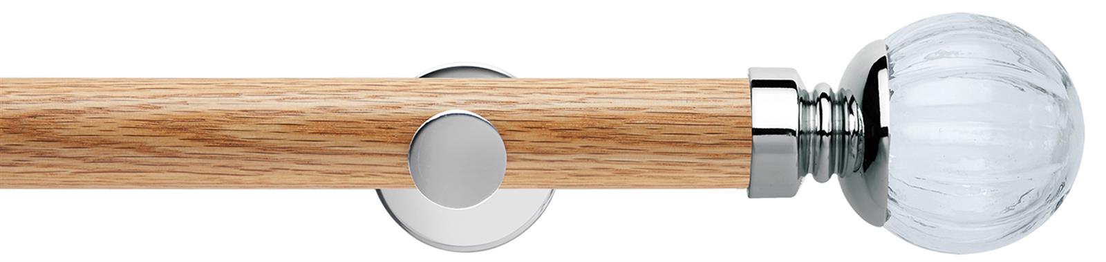 Neo 35mm Oak Wood Eyelet Pole, Chrome, Clear Pumpkin Ball