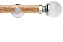 Neo 35mm Oak Wood Eyelet Pole, Chrome, Clear Ball