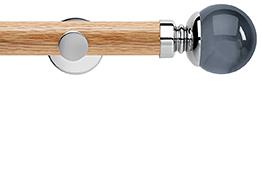 Neo 35mm Oak Wood Eyelet Pole, Chrome, Smoke Grey Ball