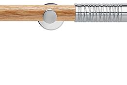 Neo 35mm Oak Wood Eyelet Pole, Chrome, Wired Barrel