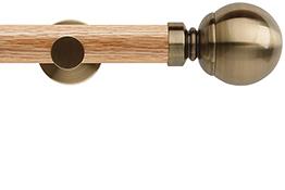 Neo 35mm Oak Wood Eyelet Pole, Spun Brass, Ball