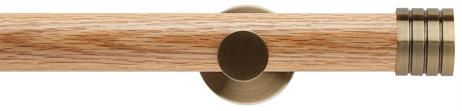 Neo 35mm Oak Wood Eyelet Pole, Spun Brass, Stud