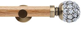 Neo 35mm Oak Wood Eyelet Pole, Spun Brass, Jewelled Ball
