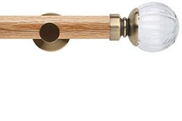 Neo 35mm Oak Wood Eyelet Pole, Spun Brass, Clear Pumpkin Ball
