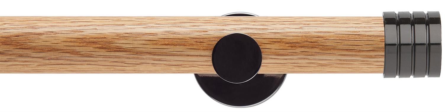 Neo 35mm Oak Wood Eyelet Pole, Black Nickel, Stud